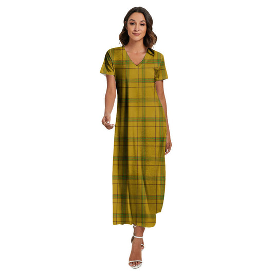 Houston Tartan Plaid V-neck Dress Side Slit