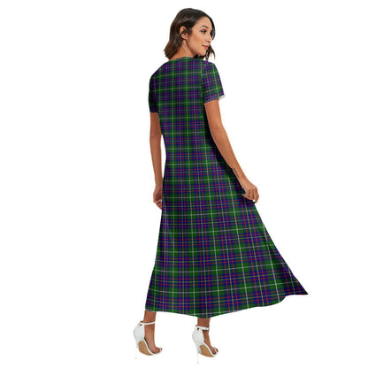 Inglis Modern Tartan Plaid V-neck Dress Side Slit