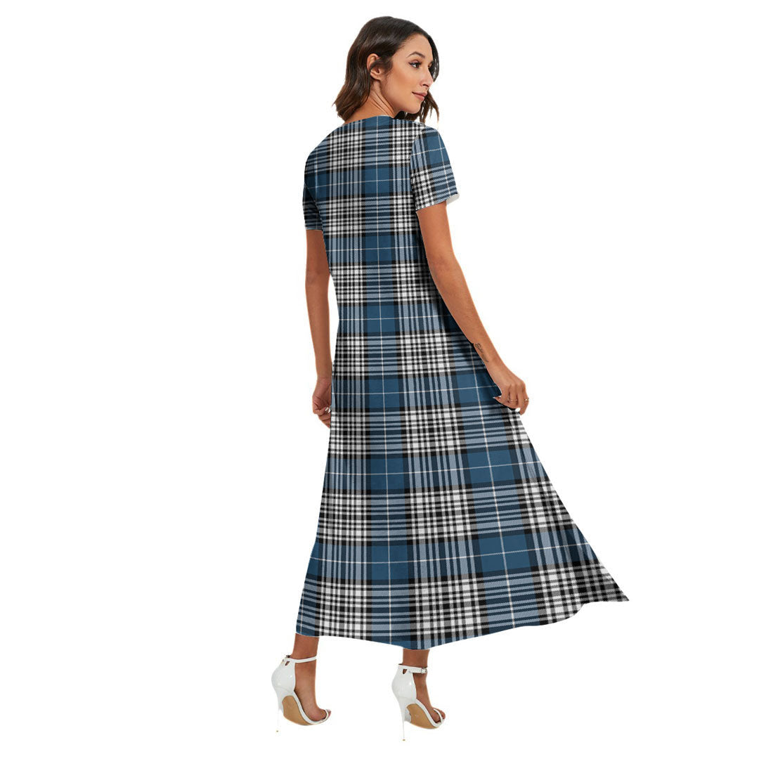 Napier Modern Tartan Crest V-neck Dress Side Slit