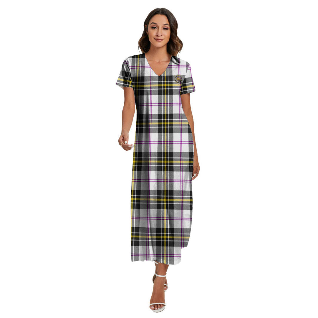 MacPherson Dress Modern Tartan Crest V-neck Dress Side Slit