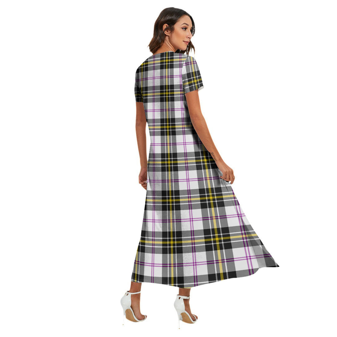 MacPherson Dress Modern Tartan Crest V-neck Dress Side Slit