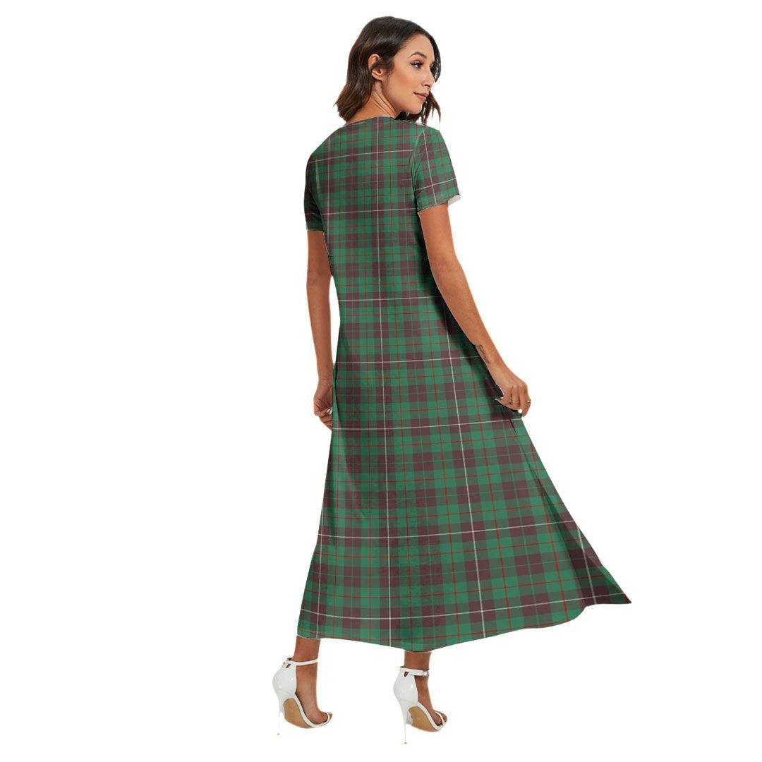 MacKinnon Hunting Ancient Tartan Crest V-neck Dress Side Slit