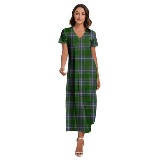 Pringle Tartan Plaid V-neck Dress Side Slit