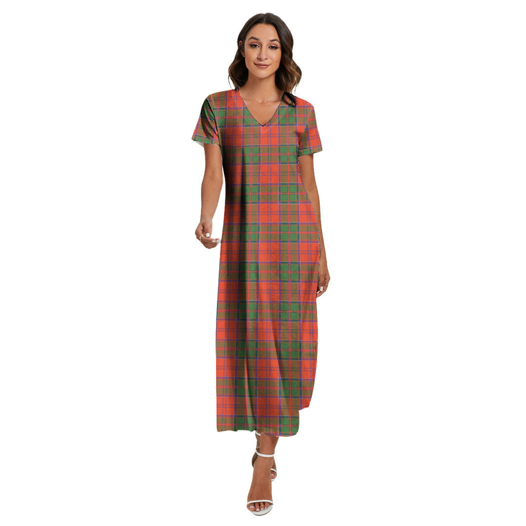 Grant Ancient Tartan Plaid V-neck Dress Side Slit