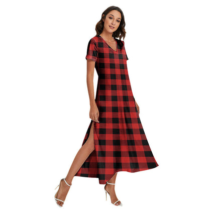 Rob Roy MacGregor Modern Tartan Plaid V-neck Dress Side Slit