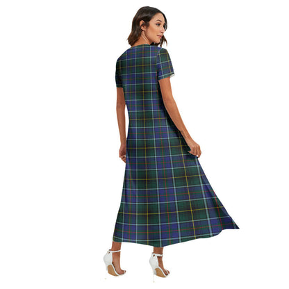 MacInnes Modern Tartan Crest V-neck Dress Side Slit