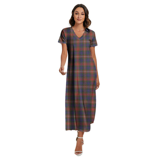 Fraser Hunting Modern Tartan Plaid V-neck Dress Side Slit