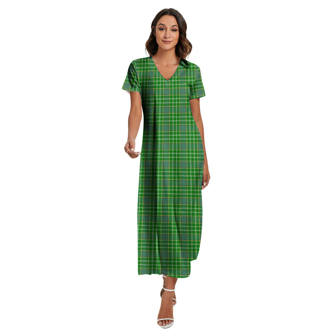 Currie Tartan Plaid V-neck Dress Side Slit