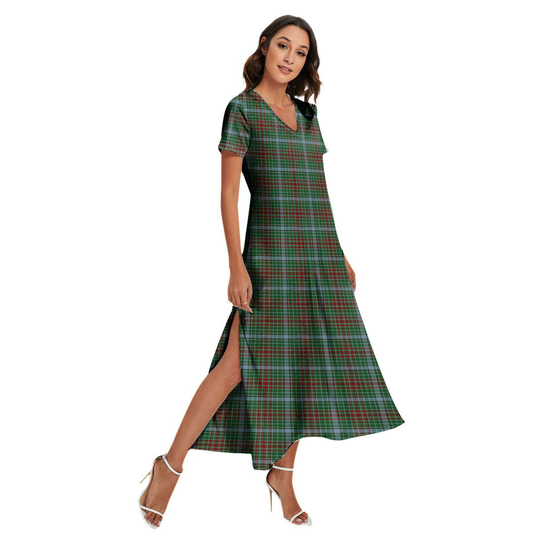 Gayre Tartan Plaid V-neck Dress Side Slit