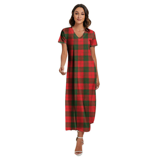 Erskine Modern Tartan Plaid V-neck Dress Side Slit