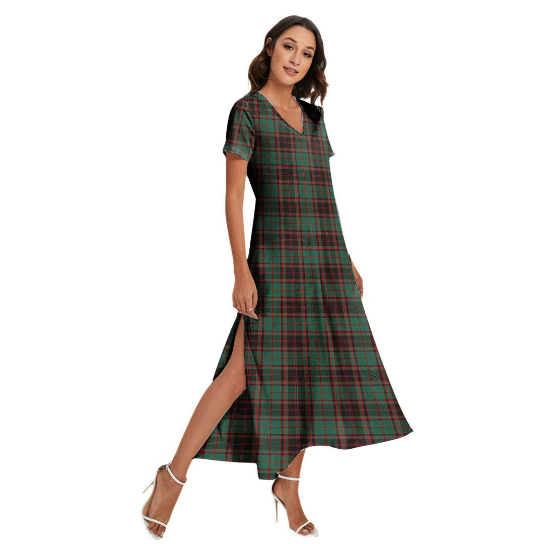 Buchan Ancient Tartan Plaid V-neck Dress Side Slit