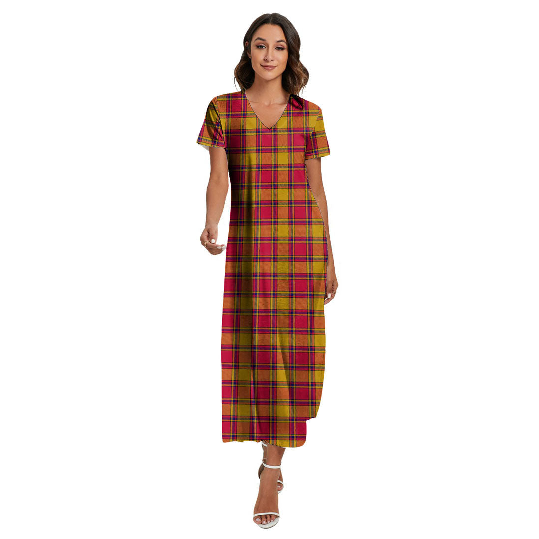 Scrymgeour Tartan Plaid V-neck Dress Side Slit