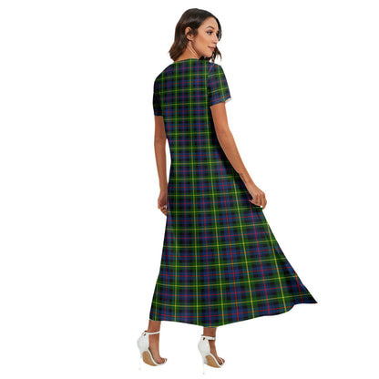 Farquharson Modern Tartan Plaid V-neck Dress Side Slit