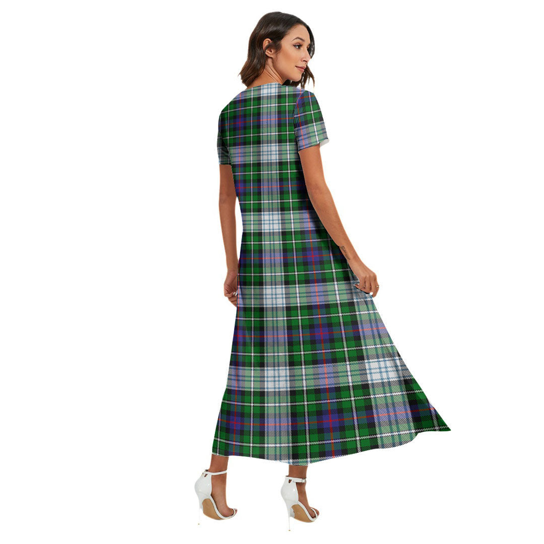 MacKenzie Dress Modern Tartan Crest V-neck Dress Side Slit