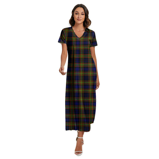 MacLellan Modern Tartan Plaid V-neck Dress Side Slit