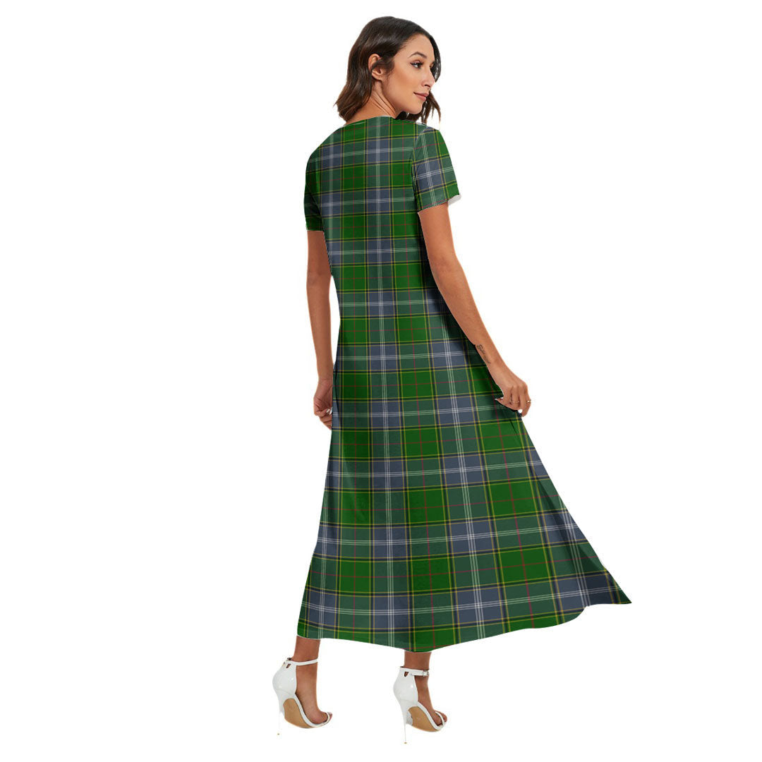 Pringle Tartan Crest V-neck Dress Side Slit