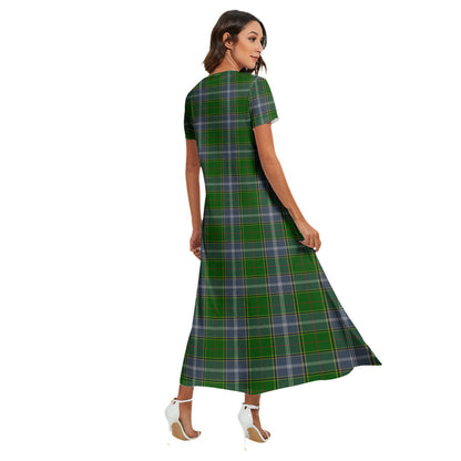 Pringle Tartan Crest V-neck Dress Side Slit