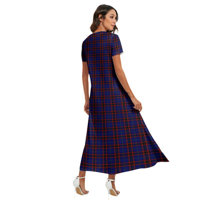 Home Modern Tartan Plaid V-neck Dress Side Slit