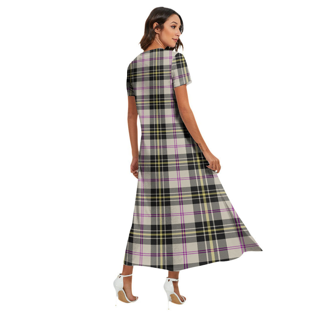 MacPherson Dress Ancient Tartan Crest V-neck Dress Side Slit