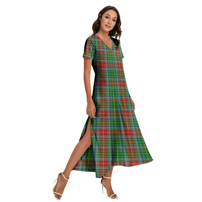 Muirhead Tartan Plaid V-neck Dress Side Slit