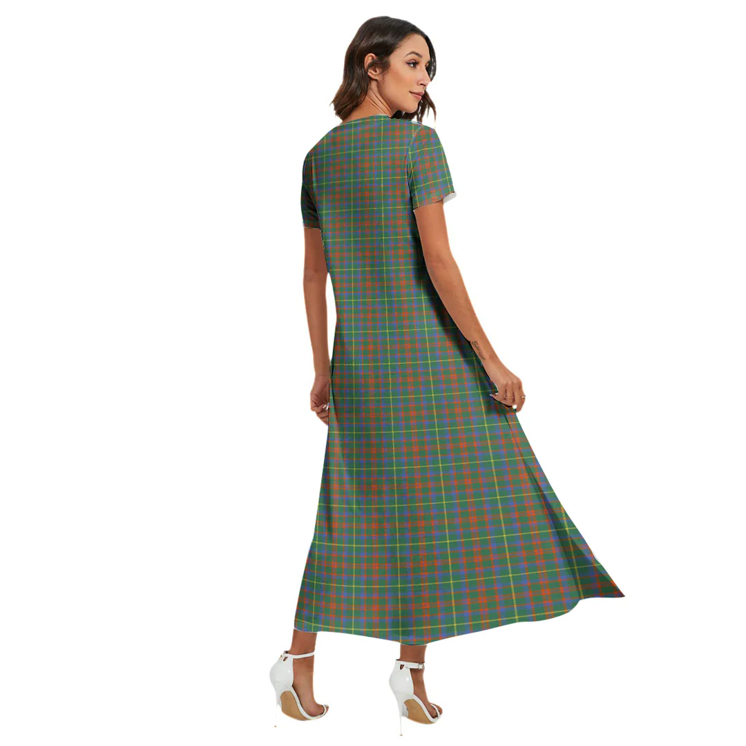 MacKintosh Hunting Ancient Tartan Plaid V-neck Dress Side Slit