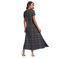 Fletcher of Dunans Tartan Crest V-neck Dress Side Slit