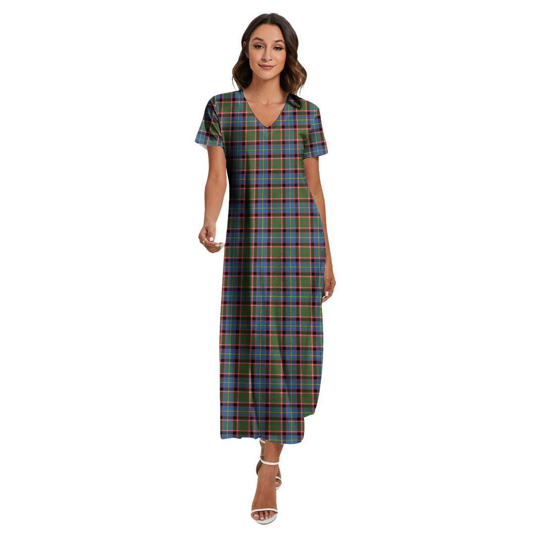 Aikenhead Tartan Plaid V-neck Dress Side Slit