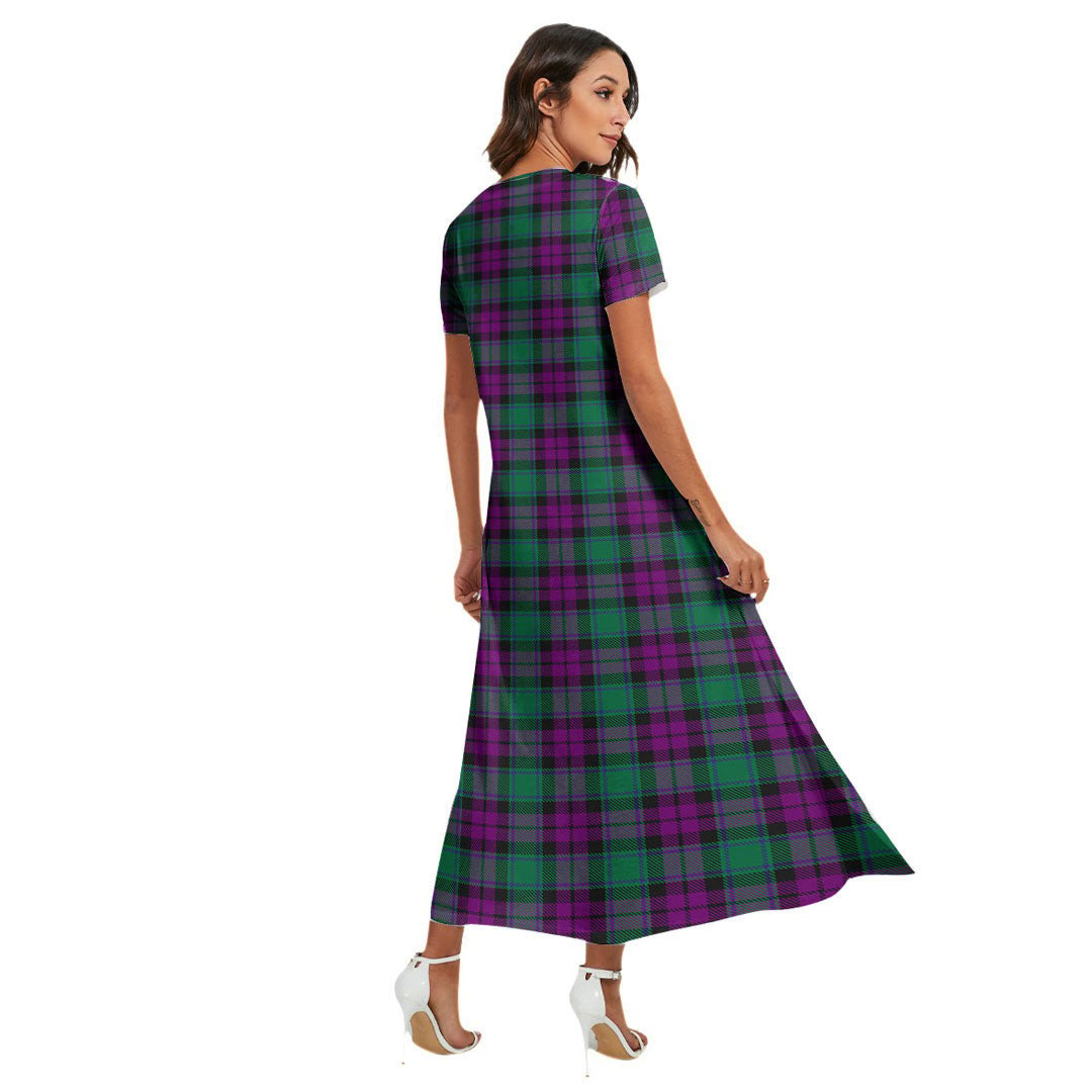 MacArthur Milton Tartan Plaid V-neck Dress Side Slit