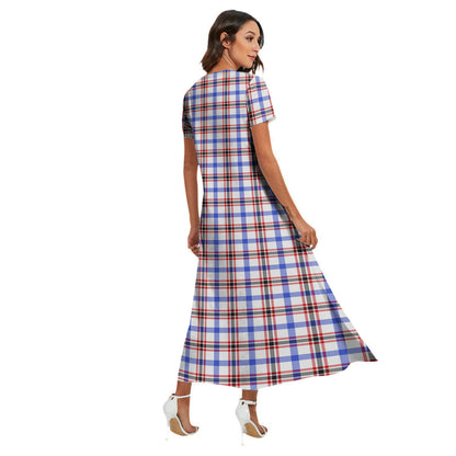 Boswell Modern Tartan Crest V-neck Dress Side Slit