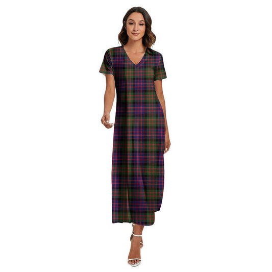 MacDonald Modern Tartan Plaid V-neck Dress Side Slit