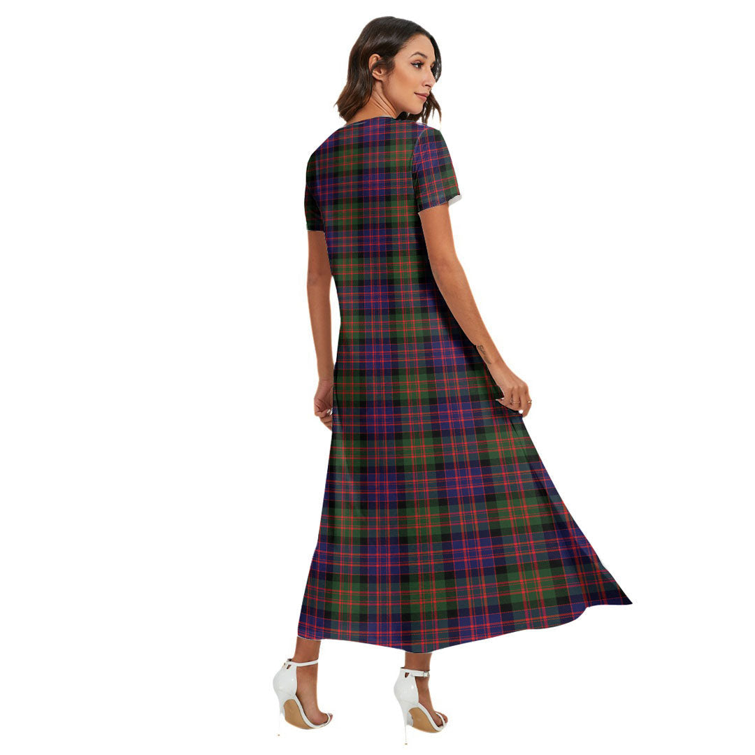 MacDonald Modern Tartan Plaid V-neck Dress Side Slit