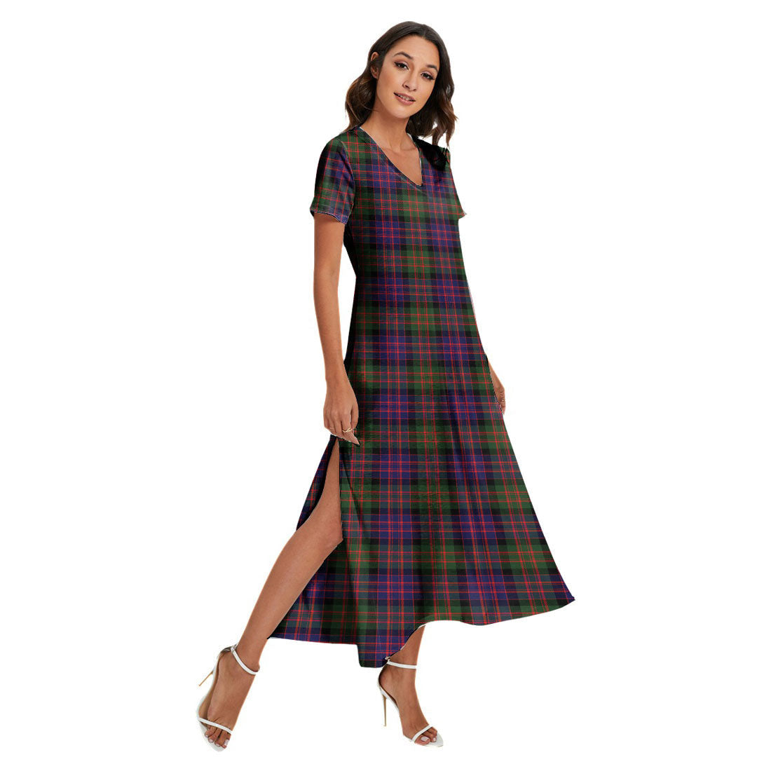 MacDonald Modern Tartan Plaid V-neck Dress Side Slit