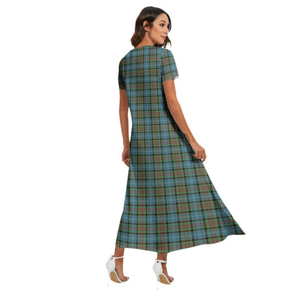 Paisley District Tartan Plaid V-neck Dress Side Slit