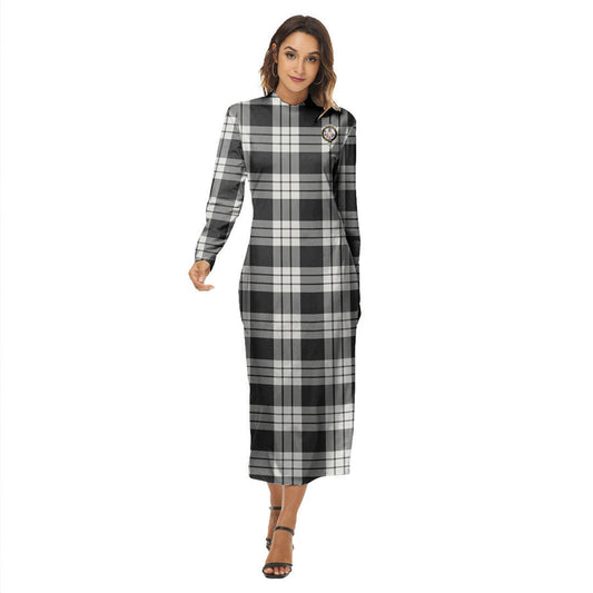 MacFarlane Black White Ancient Tartan Crest Women's Hip Dress