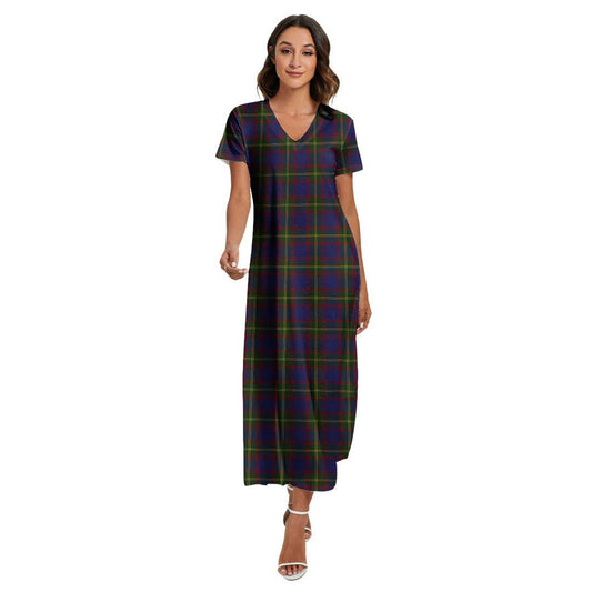 Durie Tartan Plaid V-neck Dress Side Slit