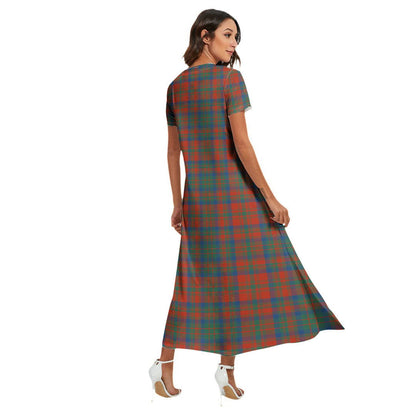 Matheson Ancient Tartan Crest V-neck Dress Side Slit