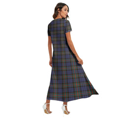 Fletcher of Dunans Tartan Plaid V-neck Dress Side Slit