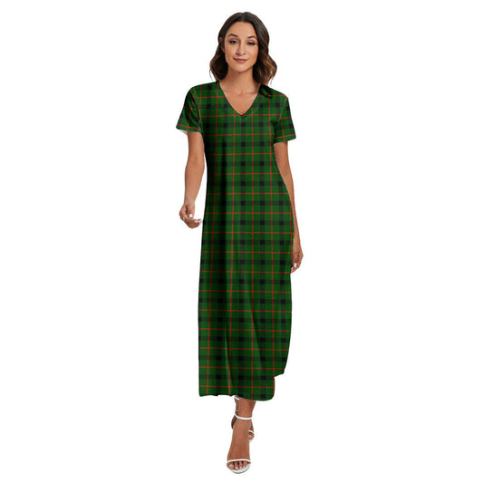 Kincaid Modern Tartan Plaid V-neck Dress Side Slit