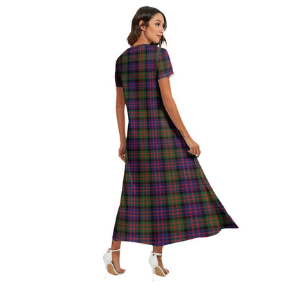 MacDonald Modern Tartan Crest V-neck Dress Side Slit