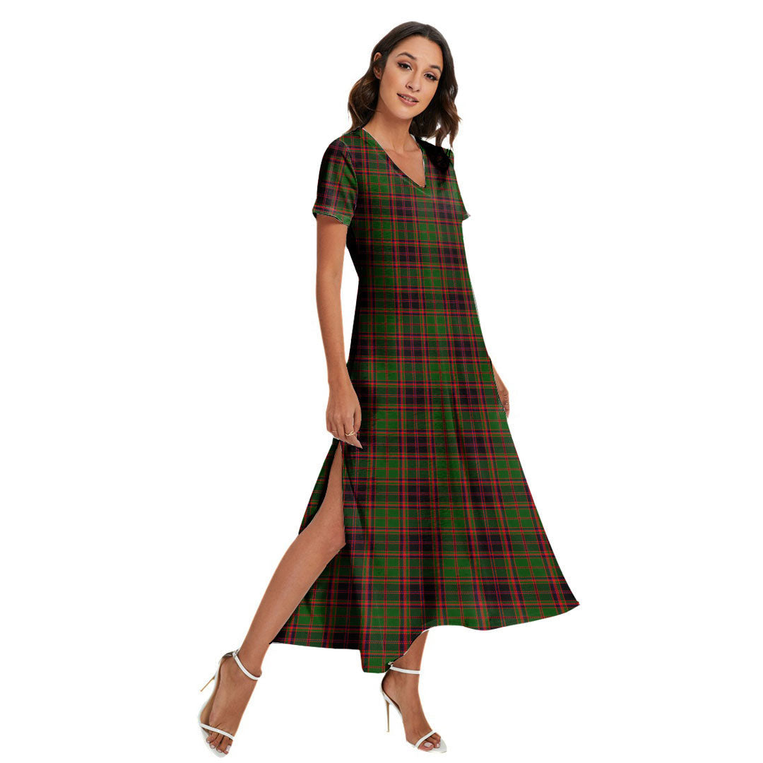 Buchan Modern Tartan Plaid V-neck Dress Side Slit