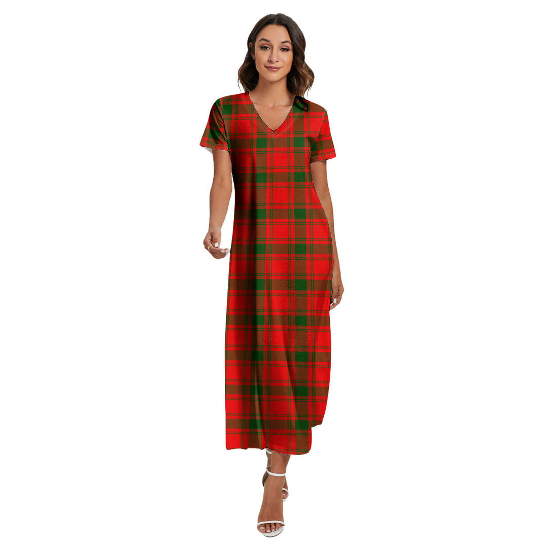 MacQuarrie Modern Tartan Plaid V-neck Dress Side Slit