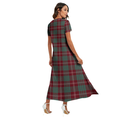 Crawford Modern Tartan Crest V-neck Dress Side Slit