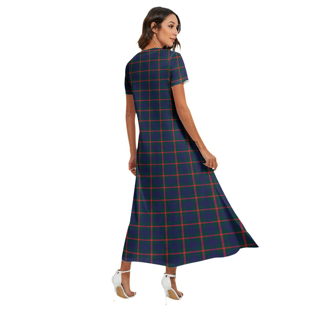 Agnew Modern Tartan Plaid V-neck Dress Side Slit