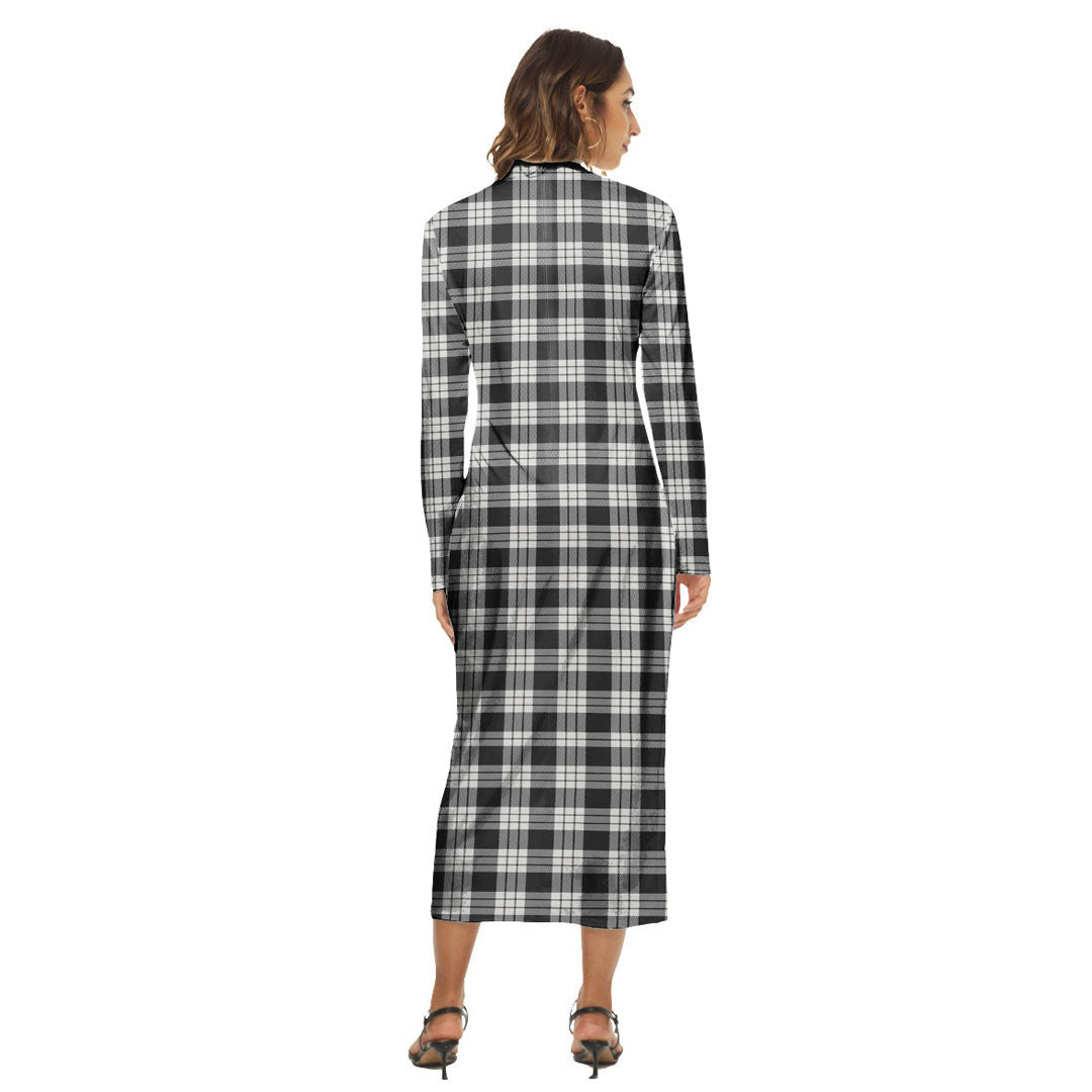 MacFarlane Black White Ancient Tartan Plaid Women's Hip Dress