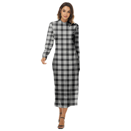 MacFarlane Black White Ancient Tartan Plaid Women's Hip Dress