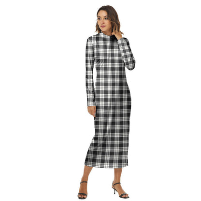 MacFarlane Black White Ancient Tartan Plaid Women's Hip Dress