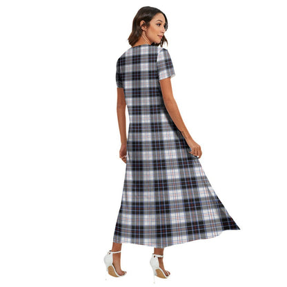 MacRae Dress Modern Tartan Plaid V-neck Dress Side Slit