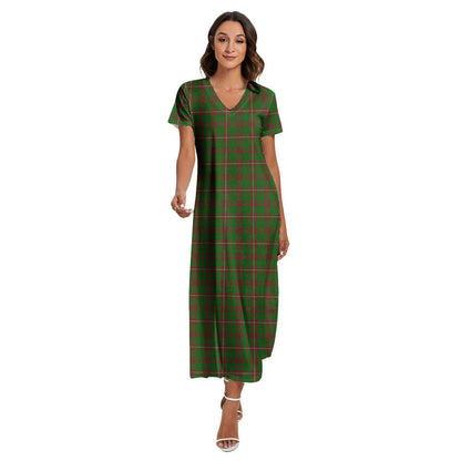 MacKinnon Hunting Modern Tartan Plaid V-neck Dress Side Slit