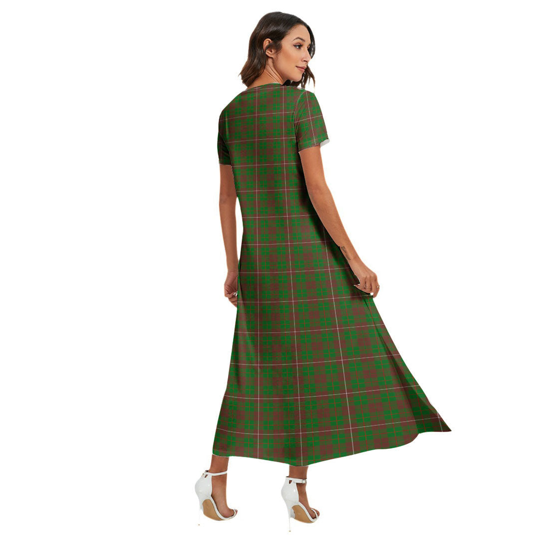 MacKinnon Hunting Modern Tartan Plaid V-neck Dress Side Slit