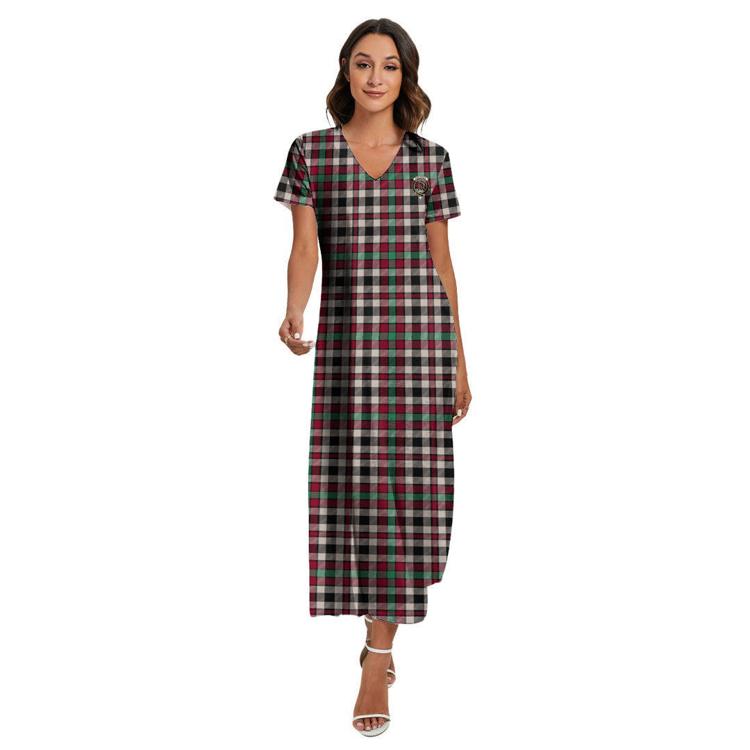 Borthwick Dress Ancient Tartan Crest V-neck Dress Side Slit